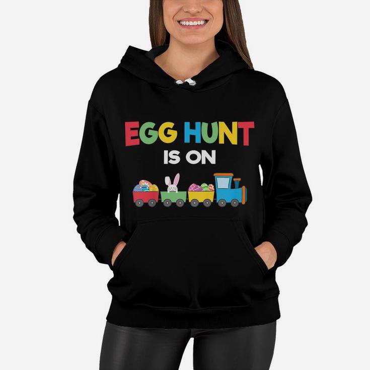 Kids Egg Hunt Is On Kids Tractor Toy Easter Bunny Hunting Costume Women Hoodie