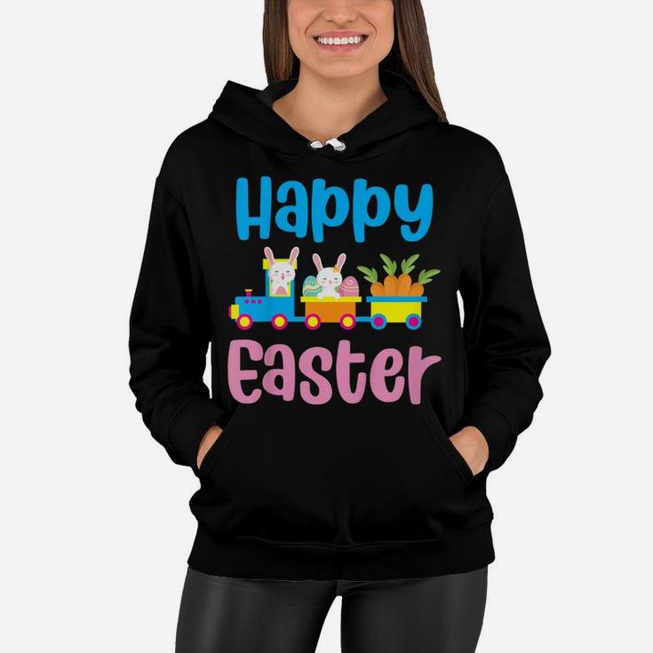Kids Happy Easter Bunny Rabbit Egg Hunting Train Lover Women Hoodie