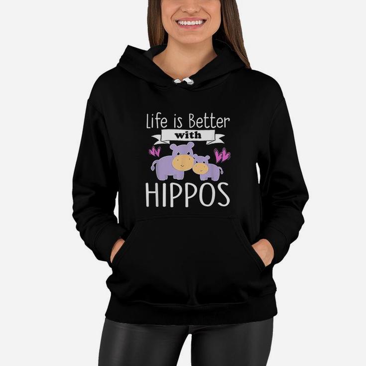 Life Is Better With Hippos Cute Girls Kids Love Women Hoodie