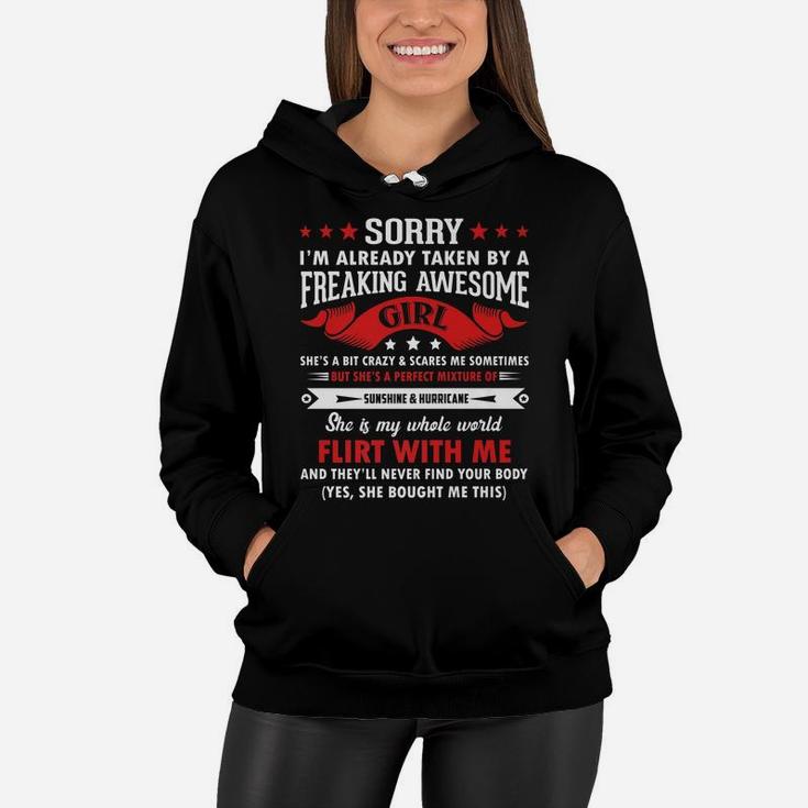 Mens Sorry I'm Already Taken By Freaking Awesome Girl Funny Women Hoodie