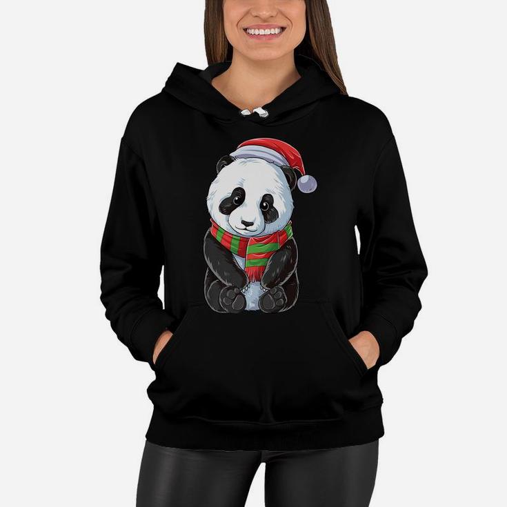 Panda Christmas Santa Hat Funny Xmas Gifts Boys Girls Bear Women Hoodie