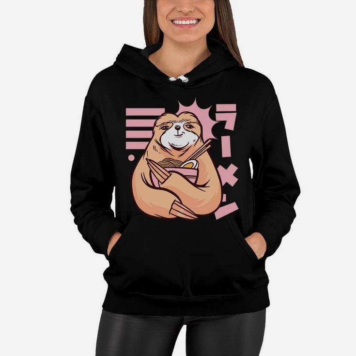 Ramen Noodles Sloth 90S Kawaii Anime Girl Japanese Aesthetic Women Hoodie