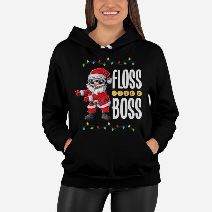 Santa Floss Like A Boss Christmas Boys Kids Xmas Flossing Women Hoodie