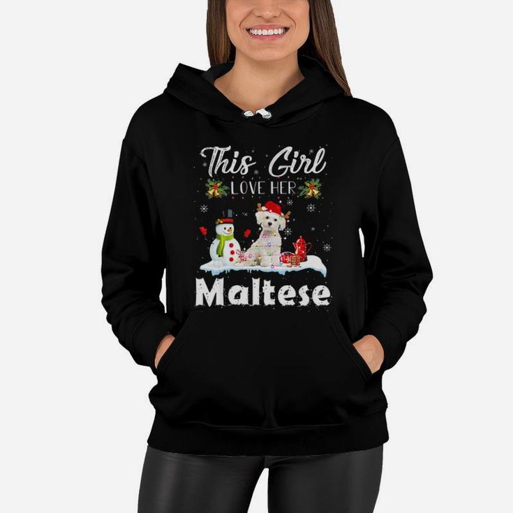 Snow   Xmas Gifts This Girl Love Her Maltese Reindeer Women Hoodie