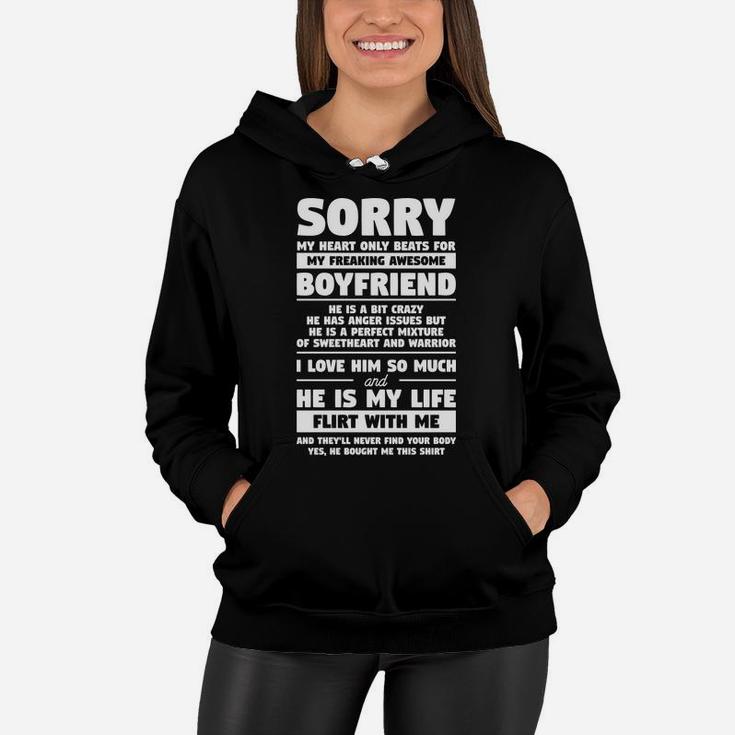 Sorry My Heart Only Beats For My Freaking Awesome Boyfriend Women Hoodie