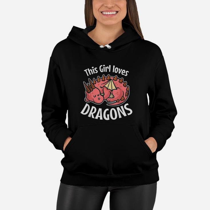 This Girl Loves Dragons Girls Dragon  Pajamas Gift Women Hoodie