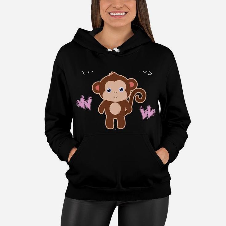 This Girl Loves Monkeys Toddler Kids Tween Cute Monkey Lover Sweatshirt Women Hoodie