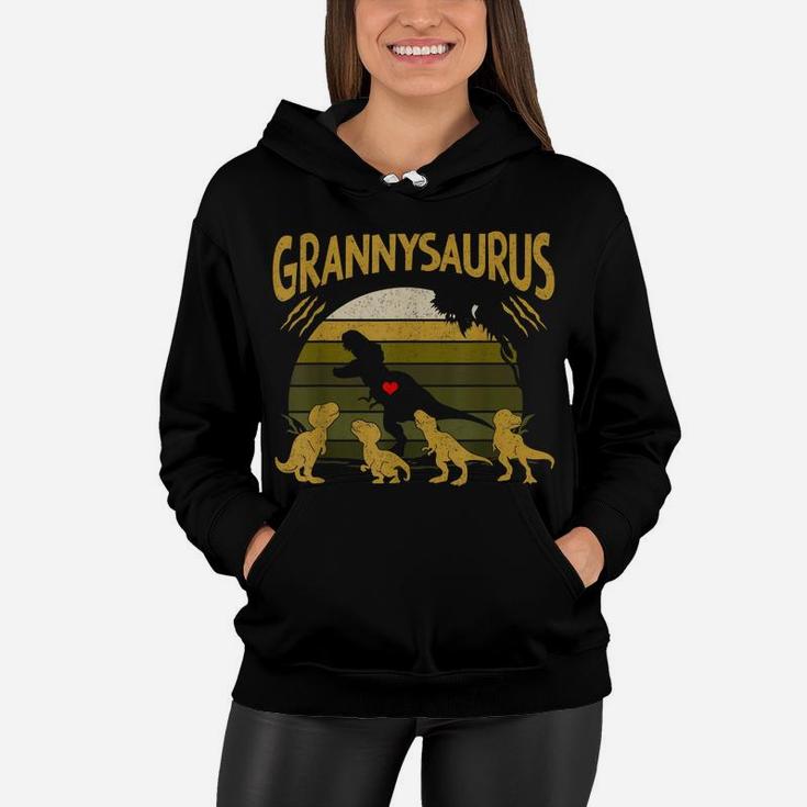Vintage Retro 4 Kids Grannysaurus Dinosaur Lover Women Hoodie