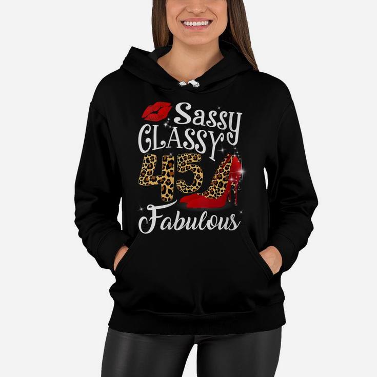 Womens 45 Fabulous Leopard 45Th Birthday Girl Gifts 45 Year Old Women Hoodie