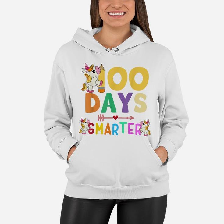 100 Days Smarter 100Th Day Of School Teacher Kids Unicorn Women Hoodie