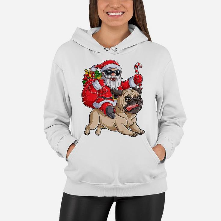 Christmas Santa Claus Riding Pug Xmas Boys Girls Pugmas Dog Women Hoodie