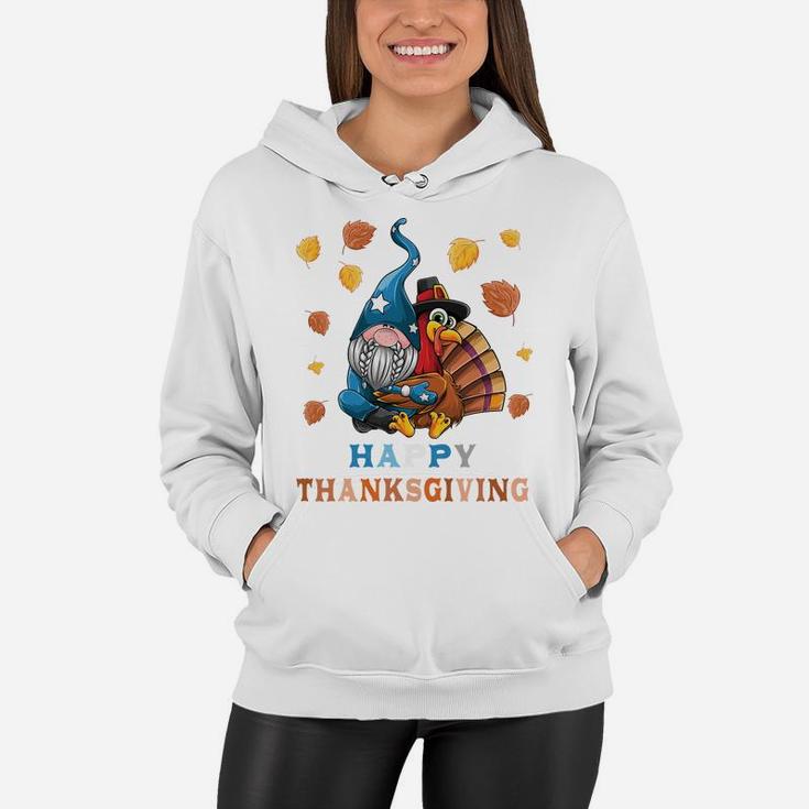 Cute Gnome Hugs Turkey Happy Thanksgiving Girls Boys Kids Women Hoodie