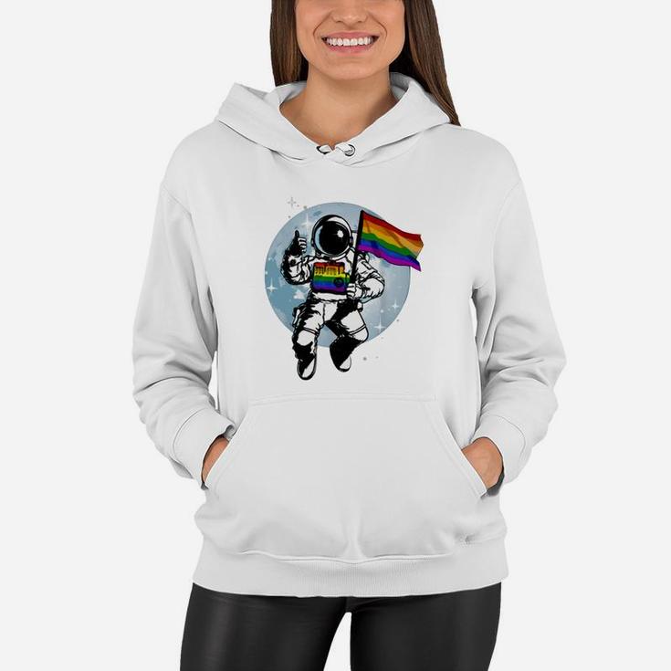 Gay Pride Flag LGBT Month Astronaut  Women Hoodie