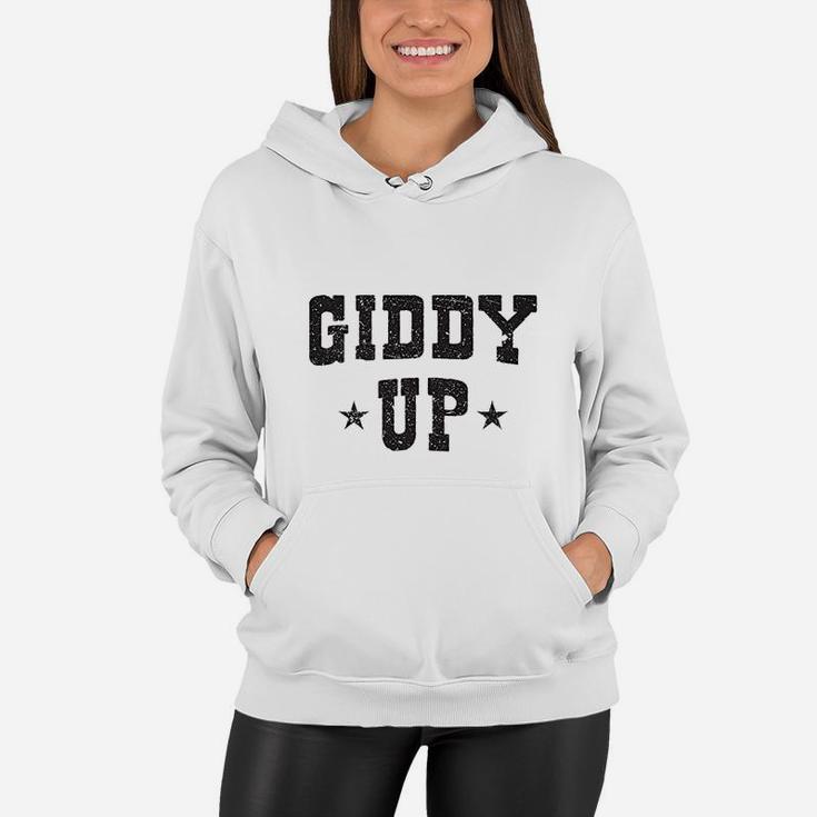 Giddy Up Cowboy Cowgirl White Vintage Retro Rodeo Gift Idea Women Hoodie