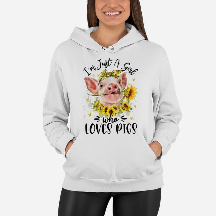 I'm Just A Girl Who Loves Pigs Flower Country Farmer Girl Women Hoodie