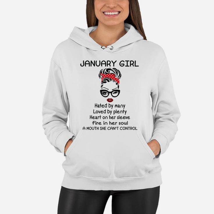 January Girl Hated By Many Woman Face Wink Eyes Birthday Women Hoodie