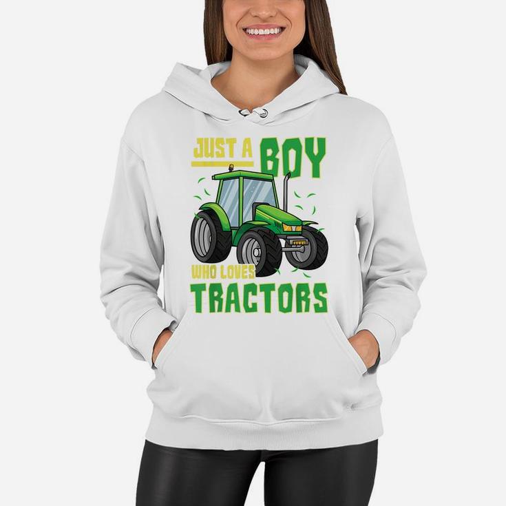Just A Boy Who Loves Tractors Farm Truck Toddler Women Hoodie