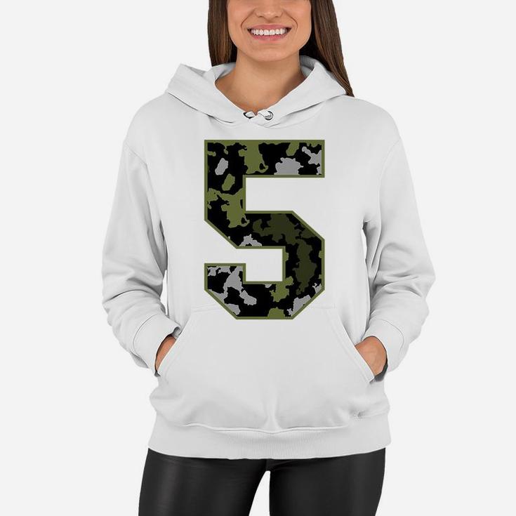 Kids 5Th Birthday Gift Army Green Camo Number Women Hoodie