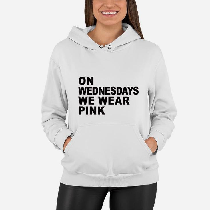 Mean Girls On Wednesdays We Wear Pink Stacked Text Women Hoodie