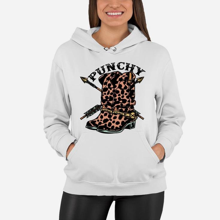 Retro Cowgirl Boots Leopard Punchy Western Country Cowboy Women Hoodie