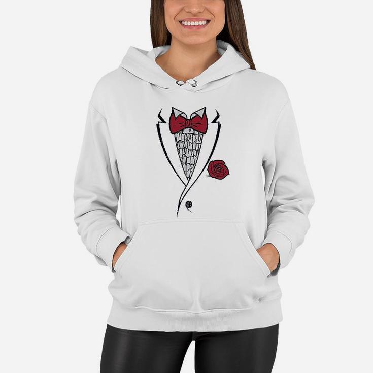 Ruffled Tuxedo Suit With Red Bow Tie Boys Women Hoodie