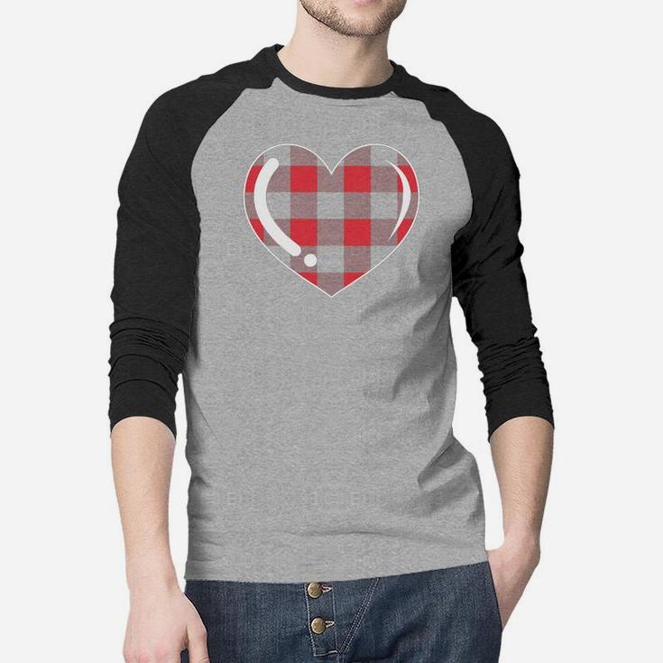 Funny Gift Heart Stripe Valentine Gift Happy Valentines Day Raglan Baseball Shirt