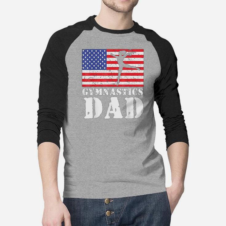 USA American Flag Gymnastics Dad Hobbie Gift Raglan Baseball Shirt
