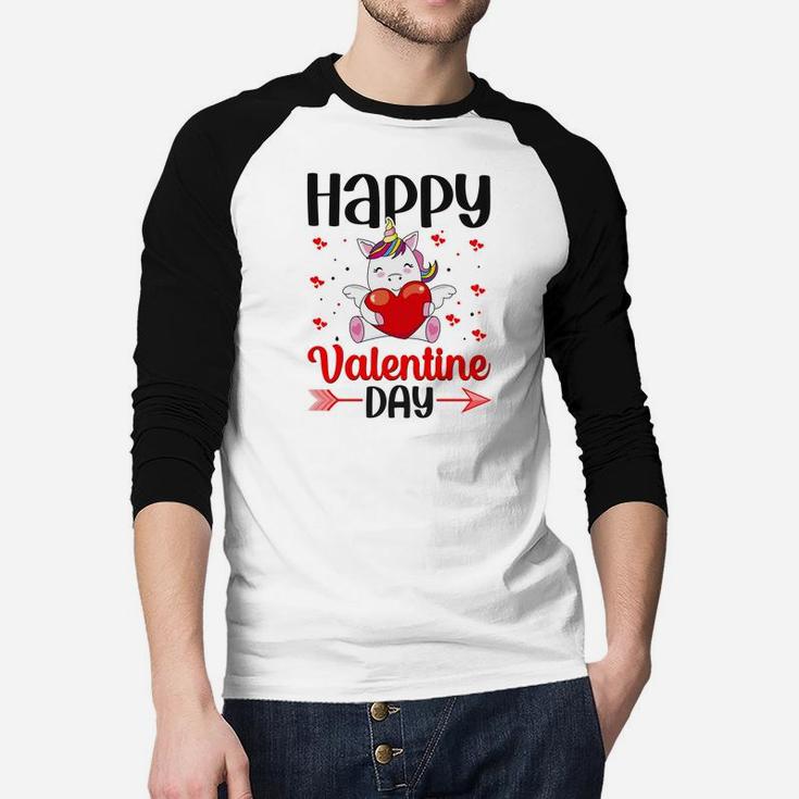 Happy Valentine Day Unicorn Gift Happy Valentines Day Raglan Baseball Shirt