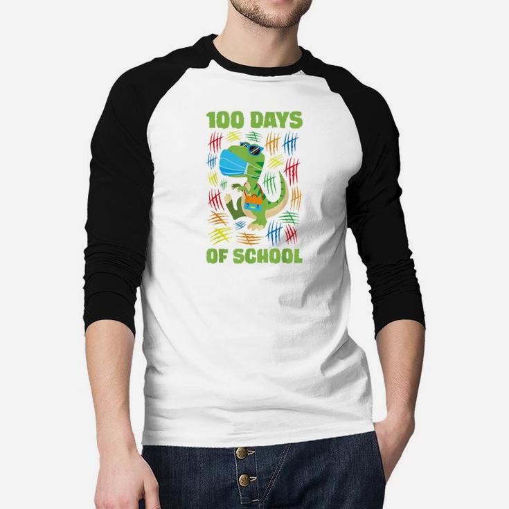 Trex Funny 100 Days Of School Boys Girls Gift Raglan Baseball Shirt