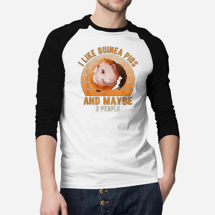 Vintage Design I Like Guinea Pigs And Maybe 3 People Raglan Baseball Shirt