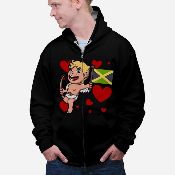 Jamaican Cupid Valentines Day Jamaica Themed Gift Zip Up Hoodie