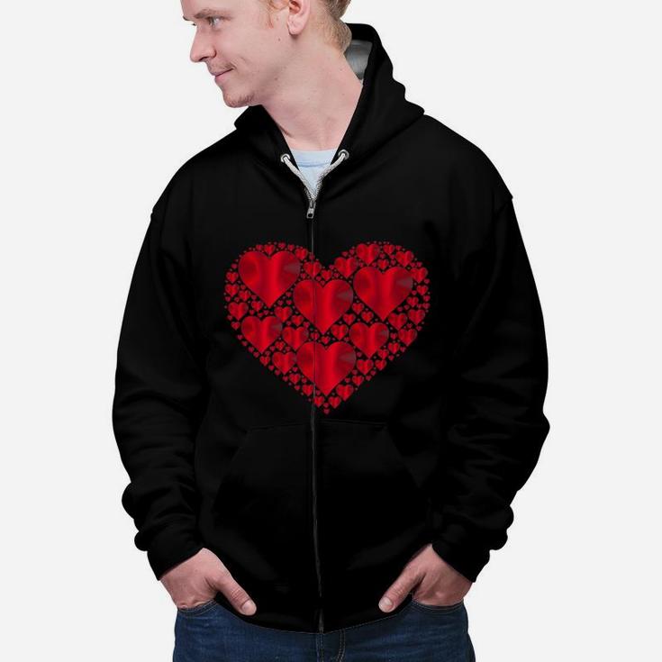 Kids Red Hear For Girls Boys Valentines Day For Kid Zip Up Hoodie