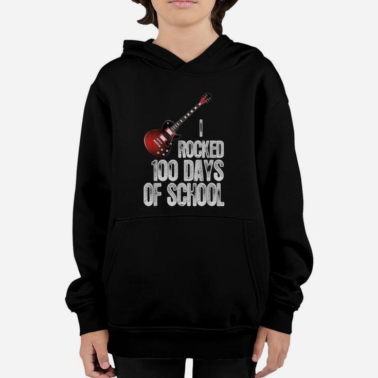 Funny Guitar 100th Day Of School I Rocked 100 Days Of School Youth Hoodie