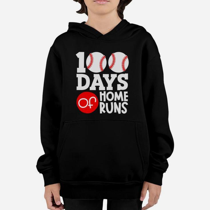 Happy 100th Day Of School 100 Days Of Home Runs Youth Hoodie