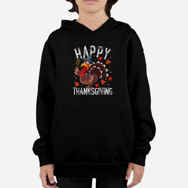 Happy Thanksgiving For Kids Boys Girls Turkey Day Youth Hoodie