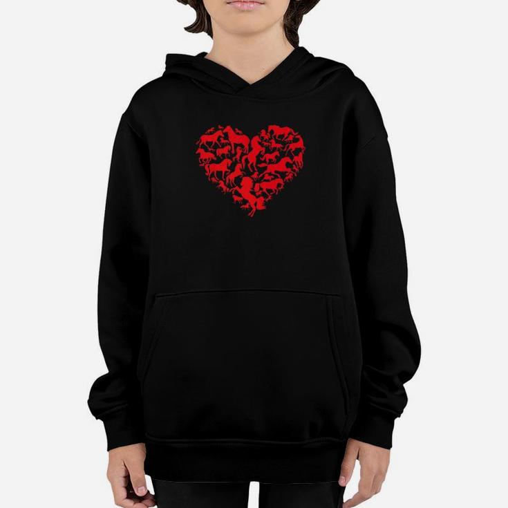 Horses Heart For Valentines Day Happy Valentine Youth Hoodie
