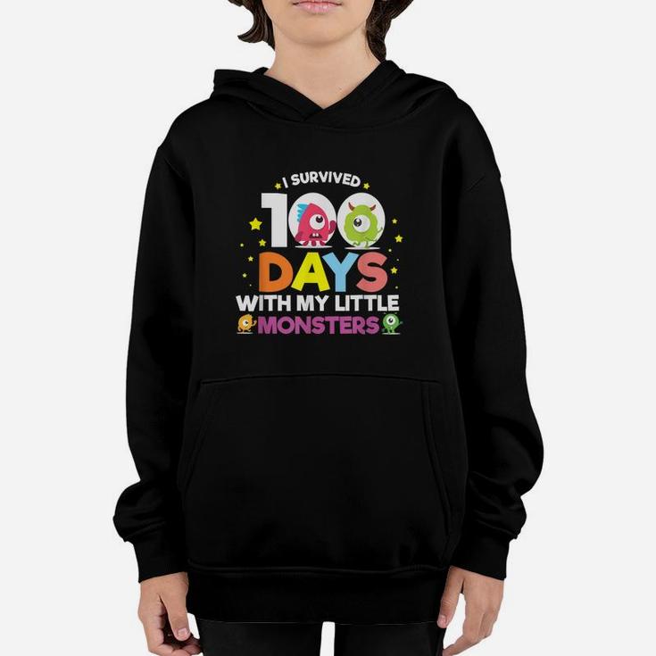 I Survived 100 Days With Monsters Student And Teachers Gift Youth Hoodie