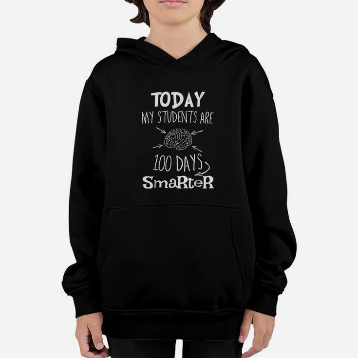 Today My Students Are 100 Days Smarter Funny Brain 100th Day Of School Youth Hoodie