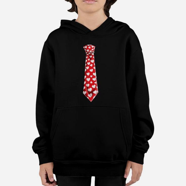 Valentines Day Tie Hearts Youth Kids Boys Girls Youth Hoodie