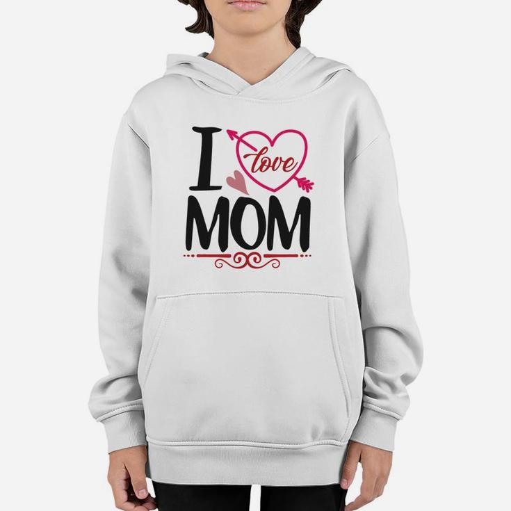 I Love Mom Happy Valentines Day Mothers Gift Youth Hoodie