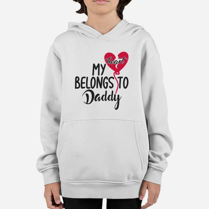 My Heart Belongs To Daddy Happy Valentines Day Youth Hoodie