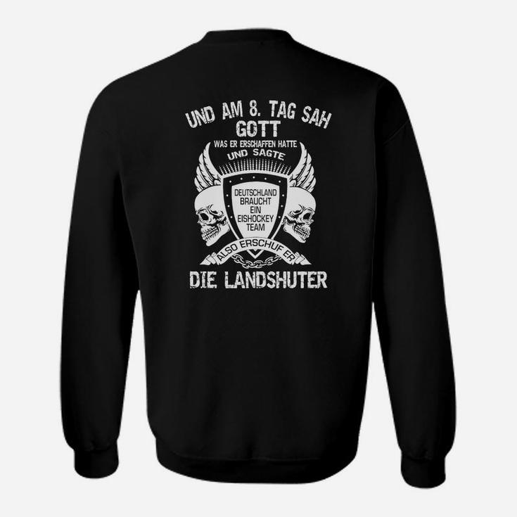 Landshuter Spruch & Totenkopf Schwarzes Herren Sweatshirt