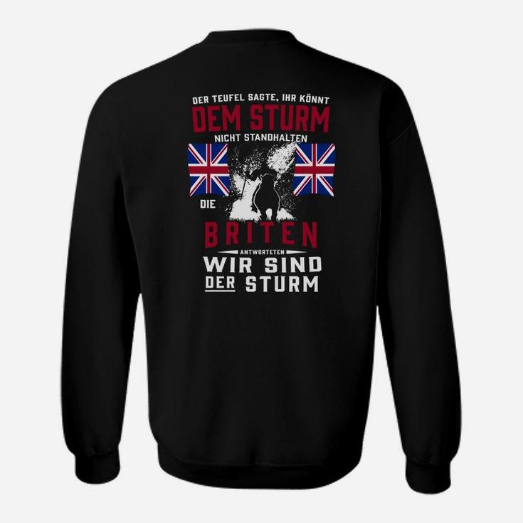 Patriotisches Großbritannien Sweatshirt, Löwen Motiv & Wir sind der Sturm Spruch