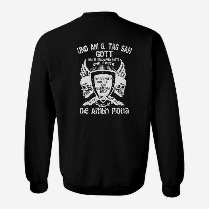 Schwarzes Amish Polta Sweatshirt mit Grafikmotiv, Unikat Tee