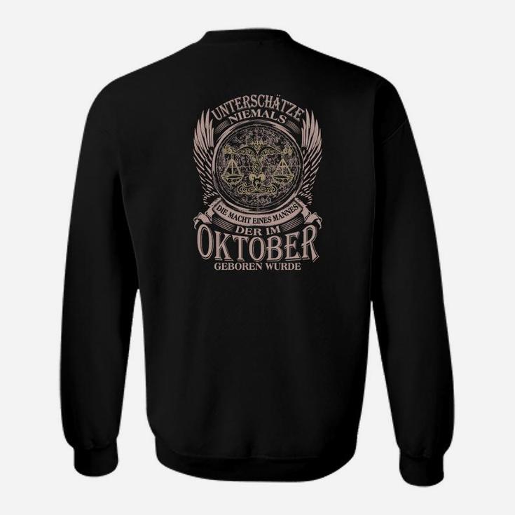 Schwarzes Herren-Sweatshirt Oktober-Geburtstag Adler-Motiv