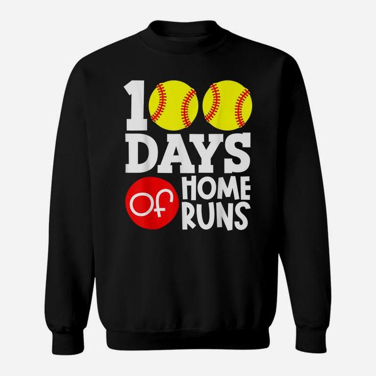 100 Days Of Home Runs School Baseball Softball Boys Girls Sweatshirt