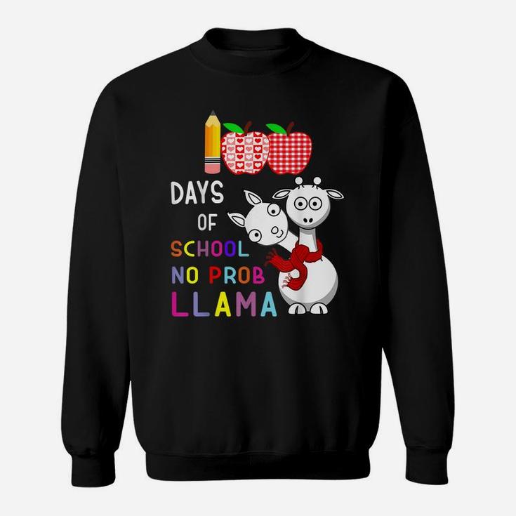100 Days Of School Funny No Probllama Llama Teacher Sweatshirt