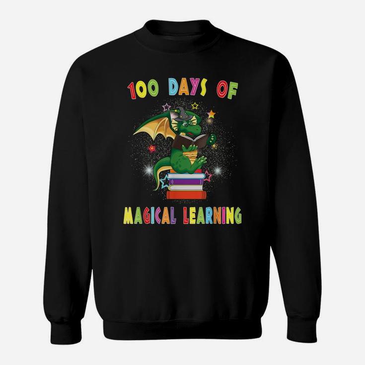 100 Days Of School Magical Learning Book Dragon Teacher Gift Sweatshirt