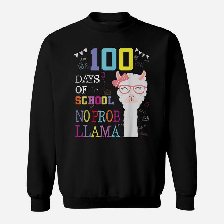 100 Days Of School No Probllama Happy 100Th Day Teacher Kid Sweatshirt