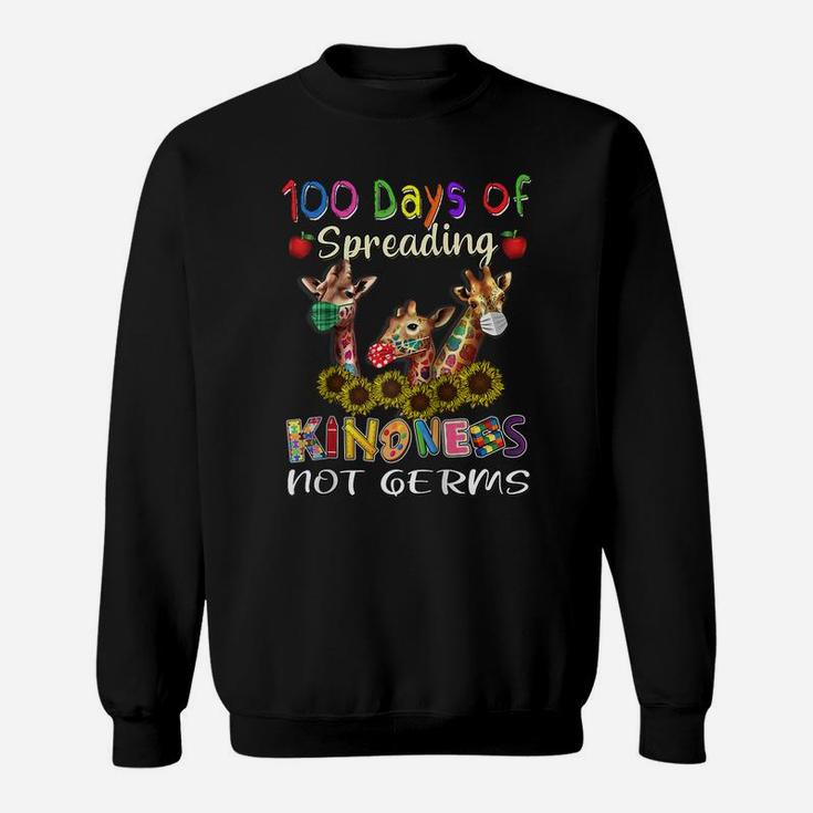 100Th Day Of School 100 Days Of Spreading Kindness Not Germs Raglan Baseball Tee Sweatshirt